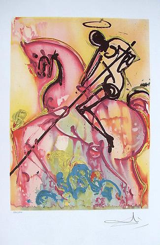 Salvador Dali Lithograph St.George Dragon: Each one made on archival quality paper, facsimile signed and pencil numbered from an edition of 500. Certificate of Authenticity provided. Size:14"x24.5"
