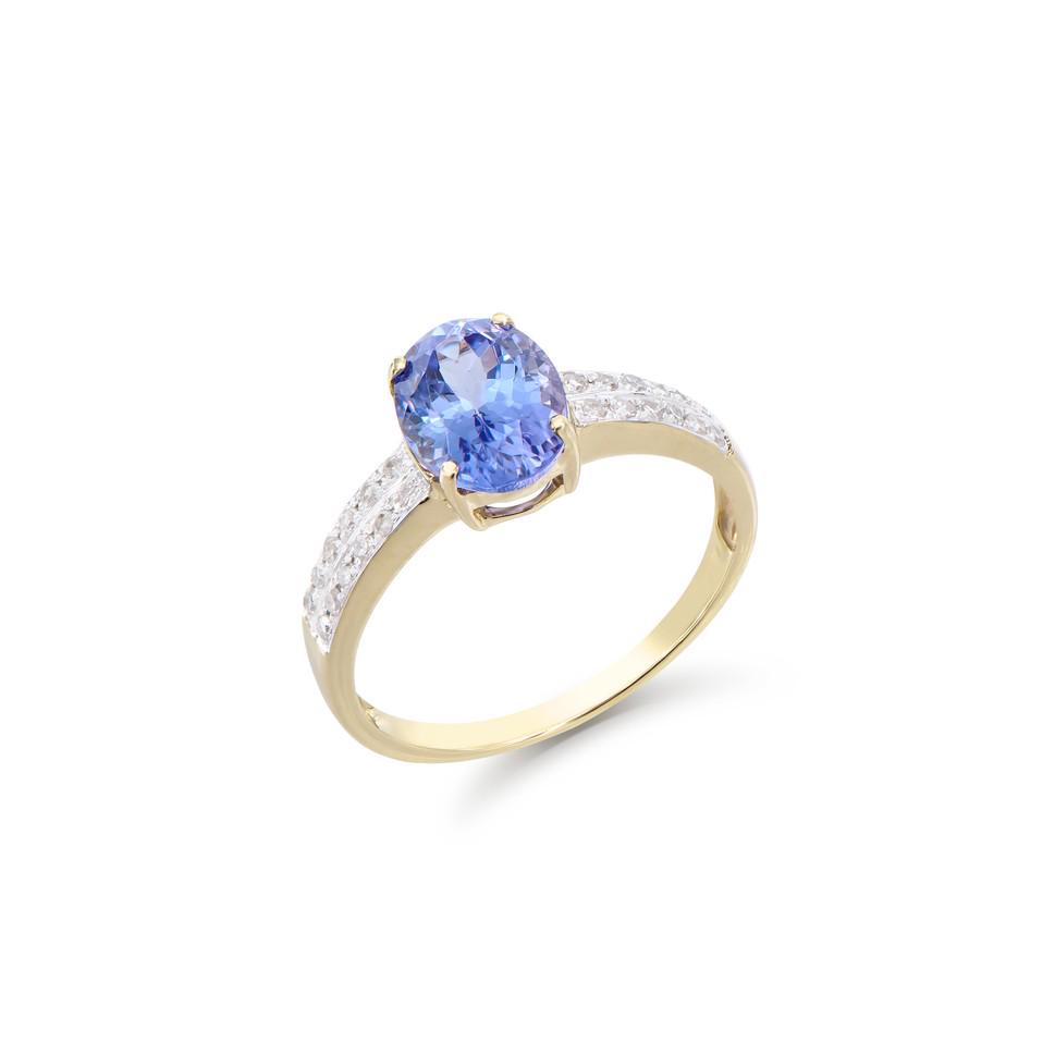1.95 CTS CERTIFIED DIAMONDS & TANZANITE 14K YELLOW GOLD DESIGNER RING $12,470: 14K YELLOW GOLD 2.10 GRAM DIAMONDS 1.2MM 24 PCS-0.20CTS, COLOR H-1, GRADE I1-I2 TANZANITE OVAL 9X7 MM-1 PCS - 1.75 CTS