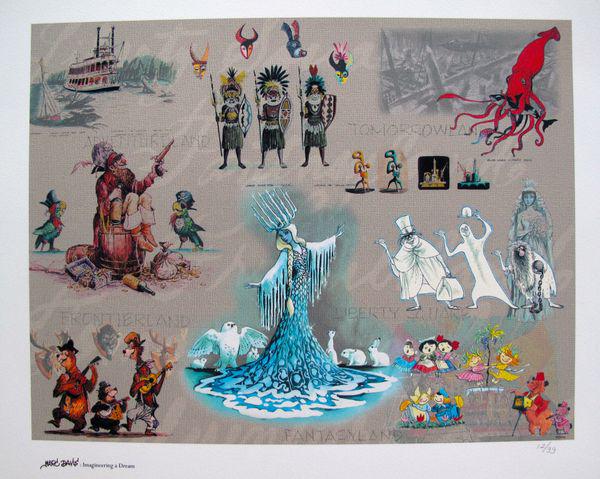 Disney MARC DAVIS DISNEYLAND RIDES Limited Edition Giclee Animation Concept Art: This is a concept art giclee from Disney titled “Marc Davis: Imagineering a Dream”.Published by Walt Disney Animation in 2000. This giclee is pencil numbered from an edition of 99.Paper measures 1