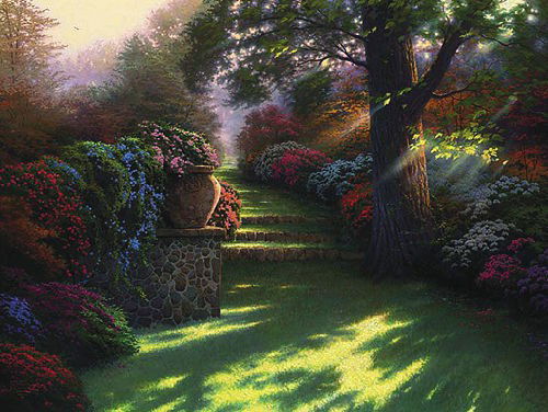 Thomas Kinkade Pathway to Paradise: Signed by the Artist Paper Lithograph Limited Edition Includes Official Thomas Kinkade Certificate of Authenticity •25.5x34
