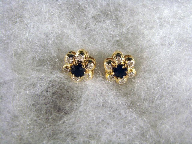 Genuine 1 CT TW Sapphire Diamond Earrings: Master jewelers designed your earrings with 2 pieces of GENUINE 3.5X3.5mm faceted round blue sapphire. 12 pieces of GENUINE single cut diamonds .05 carat tw. 1.4 grams of sterling silver layered with