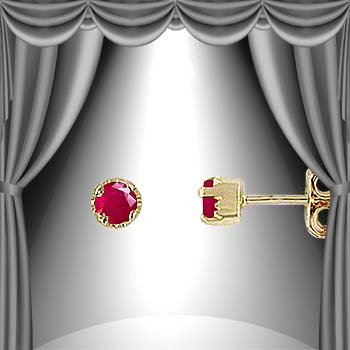 Genuine .25 CT Ruby Post Earrings: Master jewelers designed your earrings with 2 pieces of GENUINE 3X3mm faceted round Burmese ruby. 1 gram of sterling silver layered with 18K gold. The motif width is 1/16 inches or 2mm. The motif heig