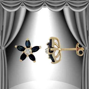 Genuine 1 CT Sapphire Diamond Earrings: 1 CT Sapphire Diamond Earrings . The natural stone is mined from the ground, cut, polished and hand set in fine 925 sterling silver and layered with 18K Gold. The height is 3/8inches or 9mm and the wi