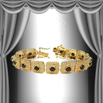 Genuine 7 CT Sapphire Bracelet: Master jewelers handcrafted this museum bracelet with 12 pieces of 6mm x 4mm oval genuine sapphire . The stones are set in 21 grams of sterling silver layered with 18K gold plated and antiqued. The le