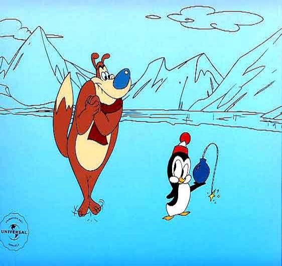 Animation Sericel Chilly and Smedley: 10.5" x 12.5" Animation Sericel based on the cartoon series "Chilly Willy". Comes with certificate of authenticity