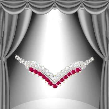 Genuine 2/3 ct. Ruby Diamond Necklace: set in fine 925 sterling silver and layered with rhodium. The length is 18 inches or 457mm and the width is 1 1/8inches or 27mm.