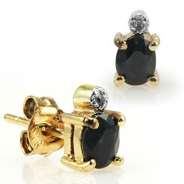 Genuine 1 CT TW Sapphire Diamond Earrings: Master jewelers designed your earrings with... 2 pieces of GENUINE 5X4mm faceted oval midnight blue sapphire. 2 pieces of GENUINE single cut diamonds .03 carat tw. 1.3 grams of sterling silver layered