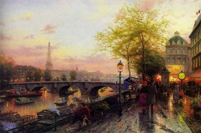 Thomas Kinkade Paris, Eiffel Tower: Signed by the Artist Paper Lithograph Limited Edition Includes Official Thomas Kinkade Certificate of Authenticity •18 x 27