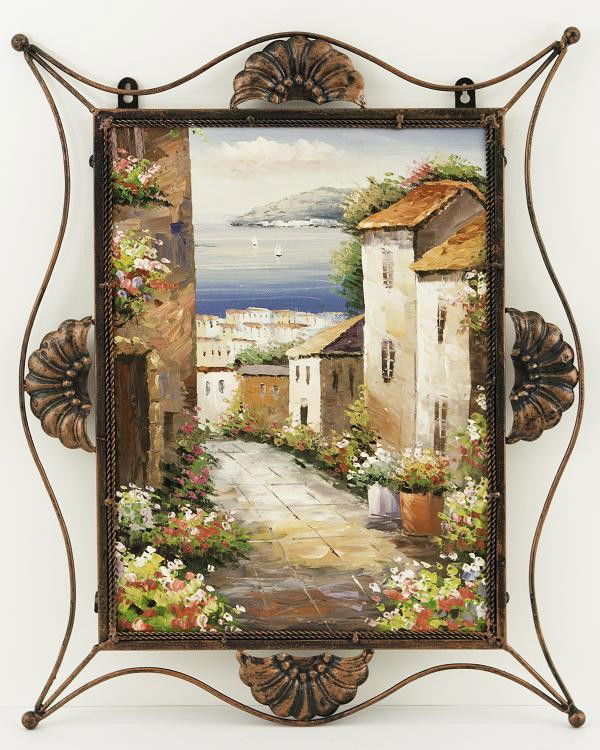 Quiet Walks, Framed Tapestry Oil Painting: This peaceful oil painting has been hand painted and signed by the artist. Painted with warm soft colors that fuse together to create a peaceful and reflective piece, the realism and movement seen in