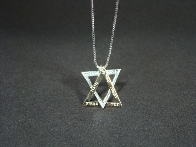 Kabbalah Jewelry Ten Siffrot Magen David Pendant: A Charm in a Silver and gold David´s Shield design. David´s Shield or The Star of David, as it is sometimes called, is a symbol of Protection.