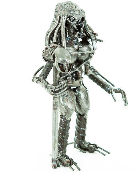Unique Collectible Recycled Metal Predator Statue: These Stautes are made by master craftsmen from scrap metal and other reclaimed metal parts. A typical statue may have spent its previous life as perhaps a car, a boat, a dishwasher and a television a