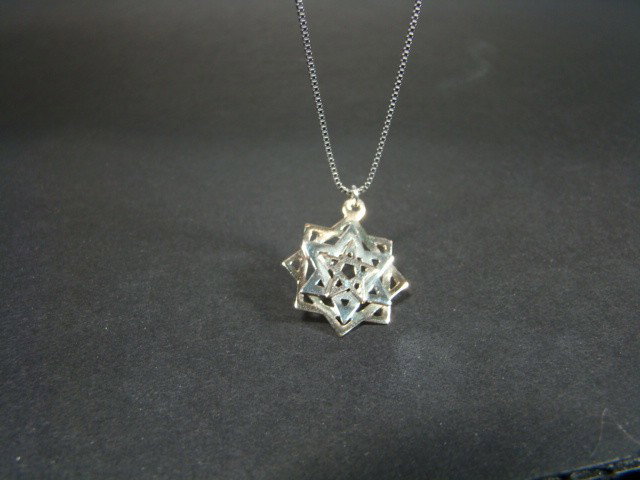 Kabbalah Jewelry TikunHava Pendant: A 5 Elements Charm in a Silver and gold David´s Shield design. David´s Shield or The Star of David, as it is sometimes called, is a symbol of Protection.