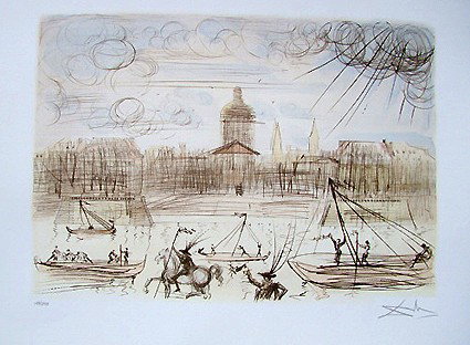 Salvador Dali limited edition litograph - Academy : Limited editon Salvador Dali litograph, pencil numbered from an edition of 500, 13 1/2" x 19 1/2" image size, comes with certificate of authenticity. Item comes unframed
