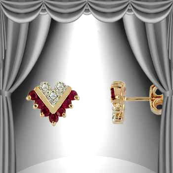 Genuine 1 CT Ruby Diamond Earrings: Master jewelers designed your bracelet with 14 pieces of GENUINE 2X2mm faceted round Burmese ruby. 6 pieces of GENUINE single cut diamonds .07 carat tw. 3 grams of sterling silver layered with 18K gol