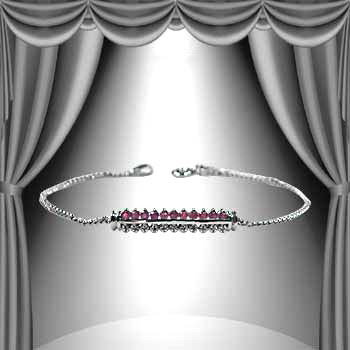 Genuine 1 CT Ruby Diamond Bracelet: Master jewelers designed your bracelet with 11 pieces of GENUINE 2X2mm faceted round Burmese ruby. 11 pieces of GENUINE single cut diamonds .07 carat tw. 3 grams of sterling silver layered with Platin
