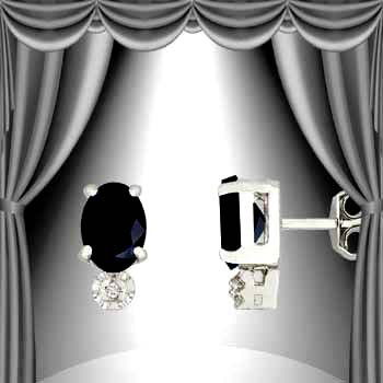 Genuine 1 CT TW Sapphire Diamond Earrings: Master jewelers designed your earrings with 2 pieces of GENUINE 6X4mm faceted oval midnight blue sapphire. 2 pieces of GENUINE single cut diamonds .03 carat tw. 0.8 gram of sterling silver layered wit