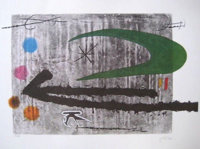 Joan Miro TOWARD THE LEFT Limited Ed. Plate Signed: This is a Joan Miro first edition lithograph titled "TOWARD THE LEFT". This piece is plate signed and pencil numbered from a limited edition of 500. Measures 17.5" x 24".