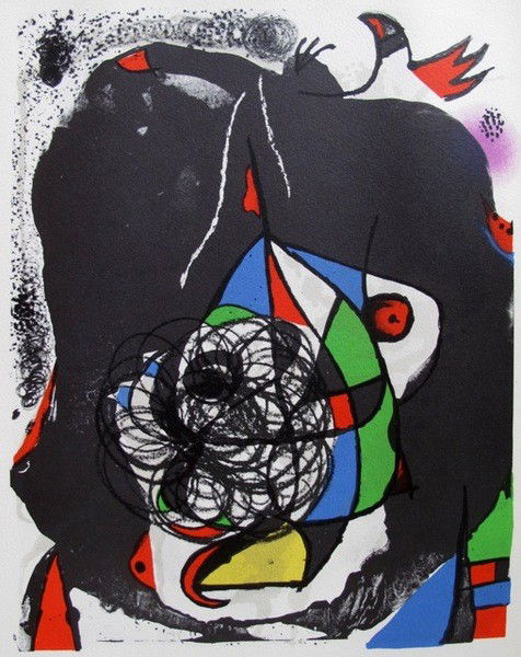 Joan Miro REVOLUTION 2 Lithograph: This is a Joan Miro lithograph titled "REVOLUTION II". Printed by Mourlot, Paris. Image measures 10.5" x 12.5". Bright and fresh with rich colors; never mounted, matted or framed. In mint condition, n