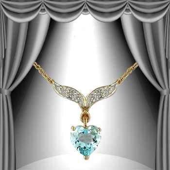 Genuine 3 CT Blue Topaz Diamond Necklace: Master jewelers designed your necklace with 1 piece of GENUINE 14X10mm faceted heart shaped blue topaz. 6 pieces of GENUINE single cut diamonds .1 carat tw. 3 grams of sterling silver layered with 18K