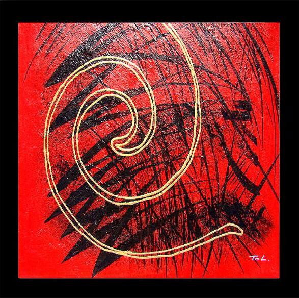 Hypnotize, Framed Abstract Oil Painting: With strong lines and cubist influence, this abstract influenced oil painting will create a colorful and vivid space. With the fusion of colors and bold textures capturing the viewer's eye around the 