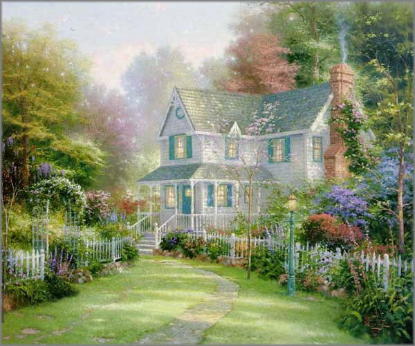Thomas Kinkade "Victorian Garden II": Signed by the Artist Paper Lithograph Limited Edition Includes Official Thomas Kinkade Certificate of Authenticity •20x24