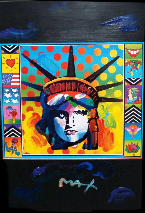 Very Rare! "Verizon" (Black) by Peter Max: Dimensions: 36" x 24"rnrnMedium: Mixed Media, Litho on Paper with Acrylic Overpaint (Signed by Peter in acrylic)rnrnEdition: Unique