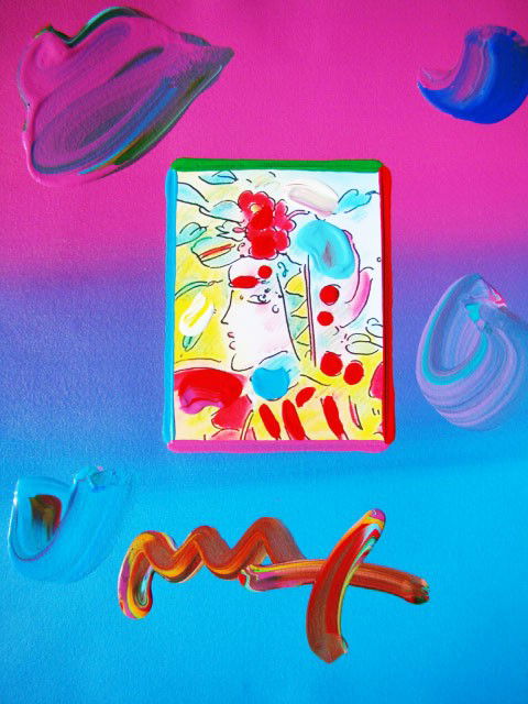 Peter Max "Profile 2005" Hand Signed Original Mixed: This is a framed Peter Max hand signed mixed media titled "Profile 2005". This piece is stamped on the back with a 2009 Peter Max copyright with a serial number of the piece. Measures 11.25" x 8.5". C