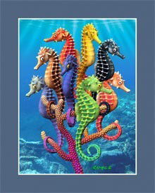 SEAHORSE AMAZING LENTICULAR 3-D HOLOGRAM: This is a 3-D Lenticular Hologram Art picture of SEAHORSE by Royce. This picture can not capture the spectacular 3-D effect of these. It pops right out at you and there is so much depth. This piece wa