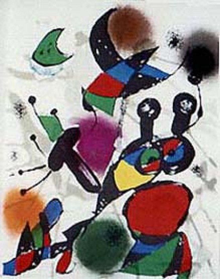 Joan Miro REVOLUTION 2 Lithograph: This is a Joan Miro lithograph titled "REVOLUTION II". Printed by Mourlot, Paris. Image measures 10.5" x 12.5". Bright and fresh with rich colors; never mounted, matted or framed. In mint condition, n