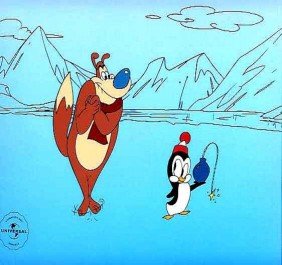 Animation Sericel Chilly and Smedley: 10.5" x 12.5" Animation Sericel based on the cartoon series "Chilly Willy". Comes with certificate of authenticity