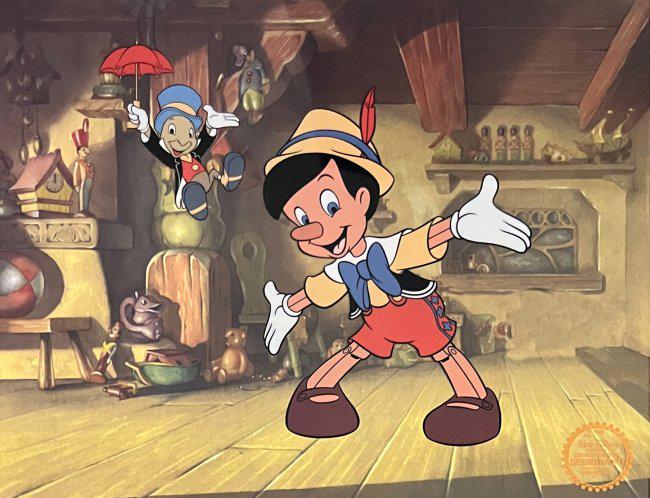 Disney PINOCCHIO Limited Edition Sericel Animation Fine Art: This is a Disney Limited Edition Serigraph Cel of Pinocchio.From Walt Disney Studios. Disney’s own artists have selected this scene from the original animation drawings used to produce this classic 