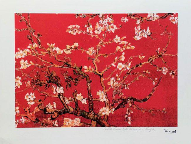 Fine Art Van Gogh Red Almond Blossoms Estate Signed Giclee: Van Gogh Red Almond Blossoms Estate Signed Reproduction Giclee. Vincent Van Gogh. Pencil numbered from an edition of 375. Image measures 10 inches x 14 inches. Paper with border measures 13 inches x 1