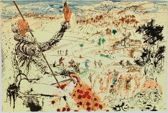 Dali Don Quixote La Mancha Facsimile Signed Limited Edition Giclee: This is a limited edition giclee titled “DON QUIXOTE LA MANCHA” by Salvador Dali. This piece is facsimile signed on the lower right. Pencil numbered from an edition of 375. Paper measures 16" x 12