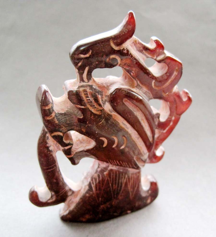 HAND CARVED JADE FIGURINE DRAGON PHOENIX: Approx Size: 3 1/2" X 2 1/2". The Chinese love jade because of not only its beauty, but also more importantly its culture, meaning and humanity, as Confucius (551 BC - 479 BC) said there are 11 De (vi
