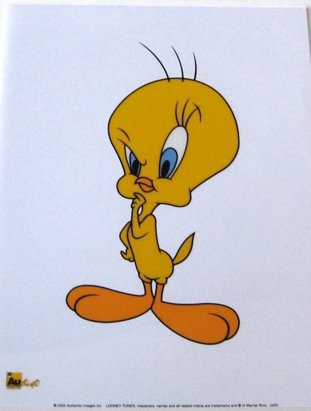 Warner Bros TWEETY BIRD Sericel: This is a Limited Edition Sericel of Warner Bros Looney Tunes TWEETY BIRD . This fantastic animation features Tweety Bird as he appeared in the 1970's cartoons. This Cel measures 8 by 6 inches, comes 