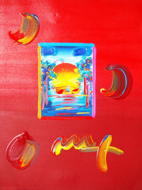 Peter Max "A BETTER WORLD" Original Mixed Media: This is a Peter Max hand signed mixed media titled "A BETTER WORLD". This piece is hand overpainted by Peter Max with a variation color combination of brushstrokes of his original artwork and hand sig