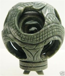 REAL JADE 6 LAYER PUZZLE BALL: Wide: 5", Deep: 5", High: 6"