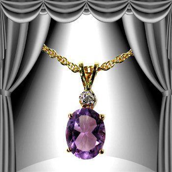 Genuine 1 CT Amethyst Diamond Pendant: This is a lovely 8x6mm oval genuine amethyst stone accented with a .0075 single cut diamond. A traditional pendant that makes for a lovely gift. Amethyst is the stone of love and passion. The stones a