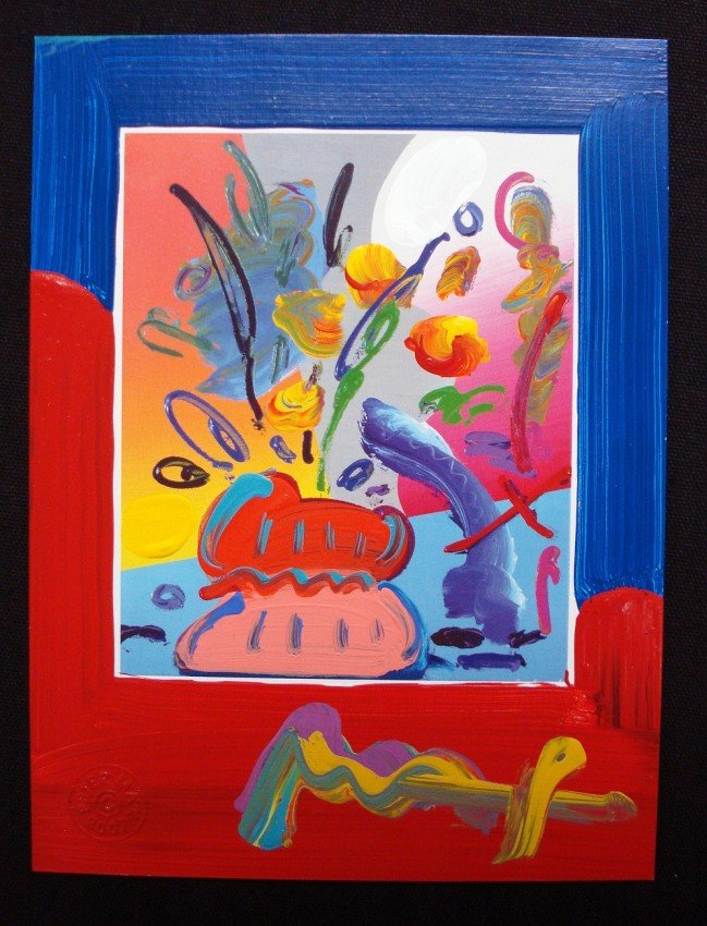 "Vase with Flowers XII (mini)" by Peter Max: Dimensions: 8" x 6" Medium: Mixed Media, Collage with Acrylic Paint (Signed by Peter in acrylic) Edition: Unique