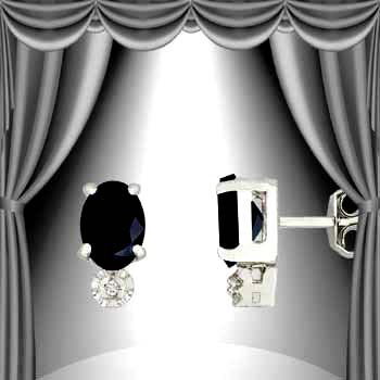Genuine 1 CT TW Sapphire Diamond Earrings: Master jewelers designed your earrings with 2 pieces of GENUINE 6X4mm faceted oval midnight blue sapphire. 2 pieces of GENUINE single cut diamonds .03 carat tw. 0.8 gram of sterling silver layered wit