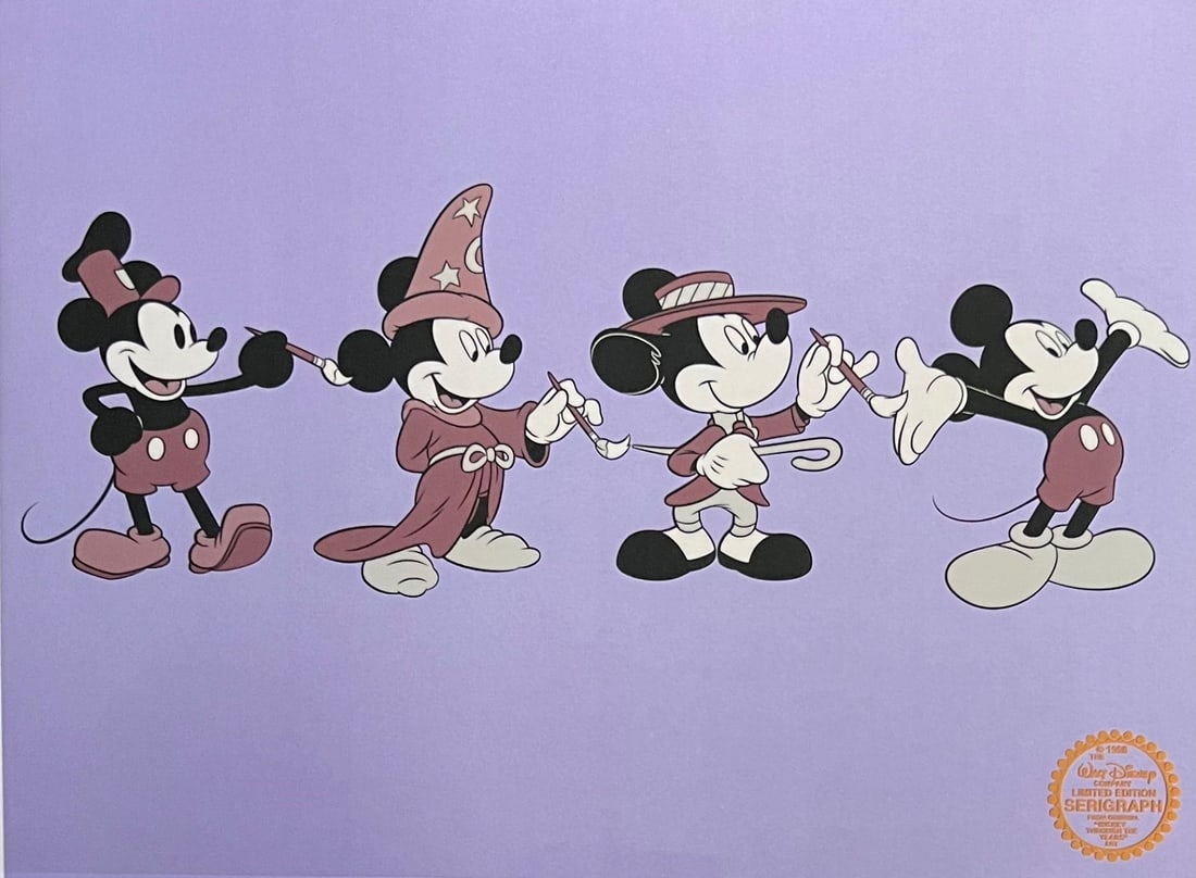 Disney Mickey Mouse Through The Years Limited Edition: This is a Limited Edition Serigraph Cel of Mickey Mouse Through the Years. Disney’s own artists have selected these scenes from the original animation drawings used to produce these classic Disney a
