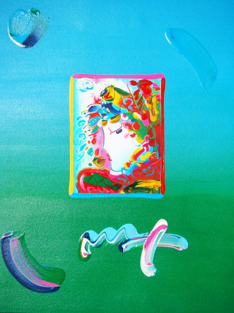 Peter Max "PROFILE SERIES" Original Mixed Media: This is a Peter Max hand signed mixed media titled "PROFILE SERIES". This piece is hand overpainted by Peter Max with a variation color combination of brushstrokes of his original artwork and hand sig