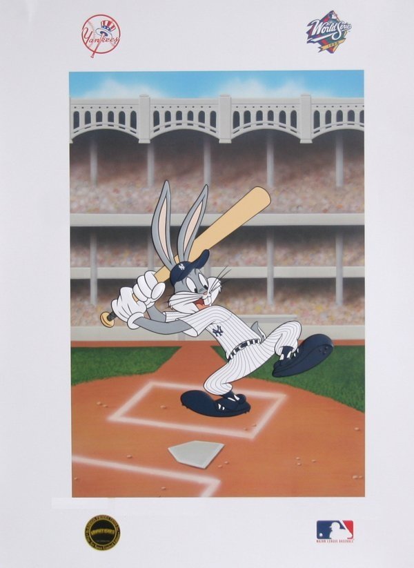 Warner Bros Bugs Bunny NY Yankees Lithograph: Artist: Warner Brothers - McKinson Title: Bugs Bunny - Batter Up 'Doc. Year: 1999 Medium: Serial Lithograph. Image Size: 25" x 19".