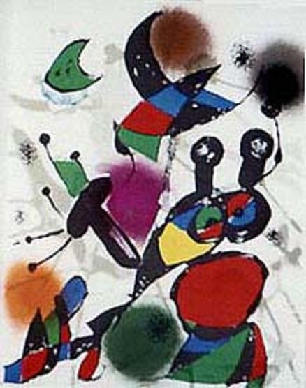 Joan Miro REVOLUTION 2 Lithograph: This is a Joan Miro lithograph titled "REVOLUTION II". Printed by Mourlot, Paris. Image measures 10.5" x 12.5". Bright and fresh with rich colors; never mounted, matted or framed. In mint condition, n