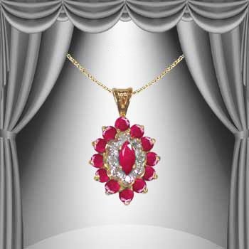 2.4 CTW Ruby Diamond Elegance Necklace: Master jewelers designed your necklace with 1 piece of 6X4mm oval faceted ruby. 12 pieces of 4X3mm oval faceted rubies. 8 pieces of single cut diamonds, 0.25 carat tw. 11.4 grams of sterling silver la