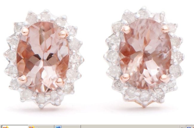 1.82 Cts Certified Natural Diamonds & Morganite 14K Rose Gold Designer Earrings: Gemstone: MorganiteColor: Peach-PinkShape: OvalSize: 7x5Quantity: 2CTW: 1.54 Diamond DescriptionShape: RoundsSize: 1.2 mm Quantity: 32CTW: 0.28Grade: I2-13Color: H-I Material Information:Primary Mater