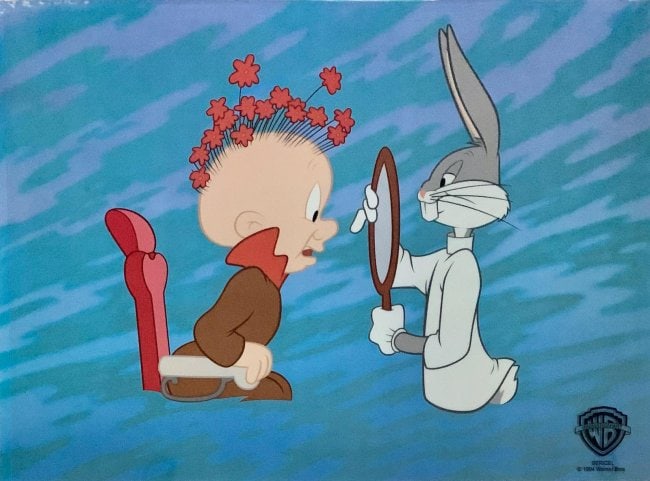 Rare Collectible Bugs Bunny Elmer Fudd Barber Of Seville Sericel Animation Art Cel: This is a limited edition sericel of Warner Bros Loony Tunes Bugs Bunny titled “Barber of Seville. This fantastic animation features Bugs Bunny and Elmer Fudd. This Cel measures 11" x 14", comes unf