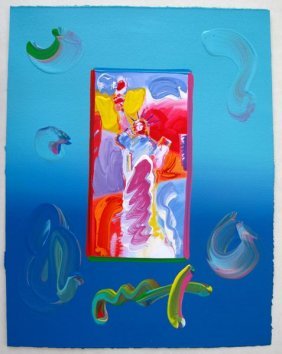 Peter Max STANDING LIBERTY Original Mixed Media: This is a Peter Max hand signed mixed media titled "STANDING LIBERTY". This piece is hand overpainted by Peter Max with a variation color combination of brushstrokes of his original artwork and hand s