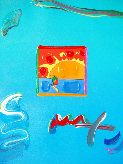 Peter Max "SAILBOAT" Original Mixed Media: This is a Peter Max hand signed mixed media titled "SAILBOAT". This piece is hand overpainted by Peter Max with a variation color combination of brushstrokes of his original artwork and hand signed by