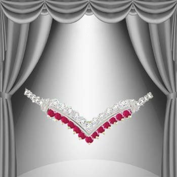 Genuine 1.2 CT Ruby Diamond Necklace: Master jewelers designed your necklace with 13 pieces of GENUINE 2X2mm faceted round Burmese ruby. 13 pieces of GENUINE single cut diamonds .07 carat tw. 3 grams of sterling silver layered with Platin